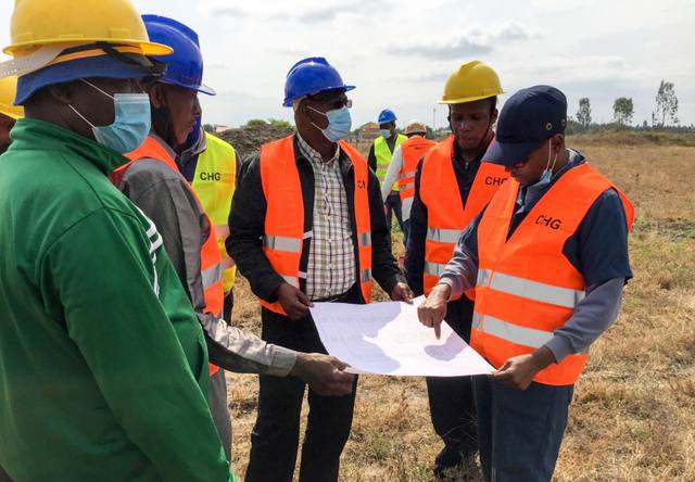 House building begins: the project team on site