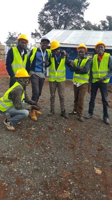 Training programme: One of our aims is to train some of our young people to help with self-build. Here are some of them, learning masonry and form work, thanks to a grant from UN-Habitat and local practical support. They have now found work.