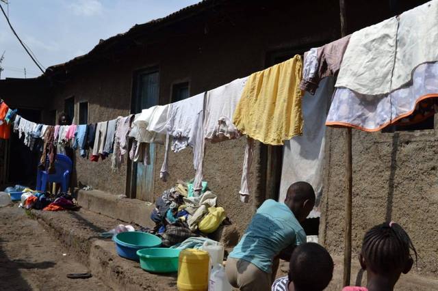 No hot water: Despite the difficulties, people work hard to keep clean, using only cold water (not drinkable) for personal washing and clothes, brought from communal standpipes.