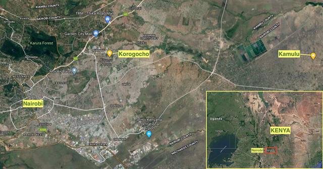 Location map: Korogocho and Kamulu