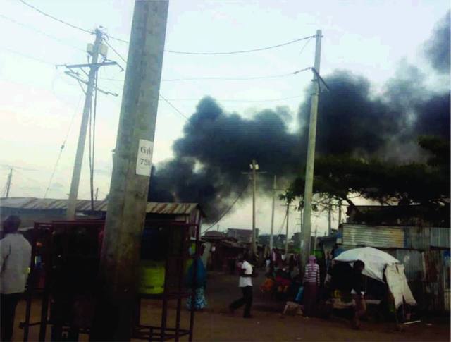 Fires are commonplace: Fires frequently burn on the dump, yet people go about everyday activities under the toxic, choking, black smoke. The air in Korogocho is reportedly the most toxic in Nairobi.